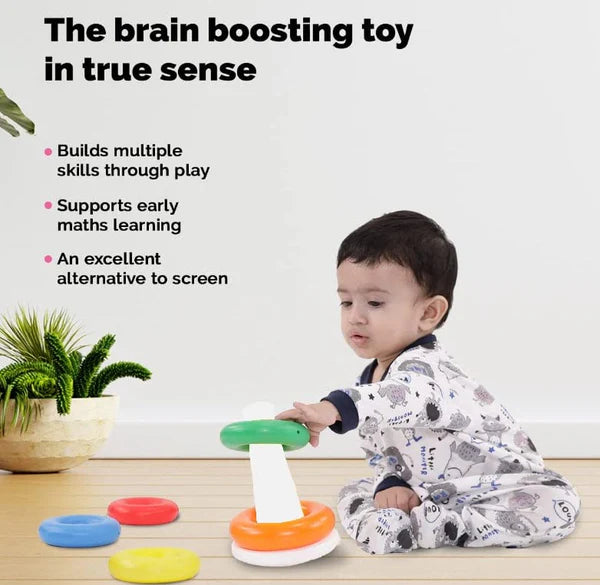 BABY KIDS TEDDY STACKING RING EDUCATIONAL TOY 6PC