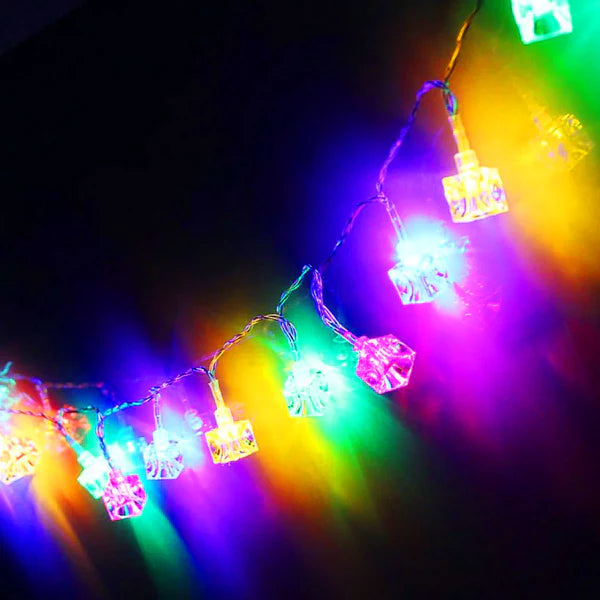 Ice Cube LED String Lights – 14 Multicolor Decorative Fairy Lights