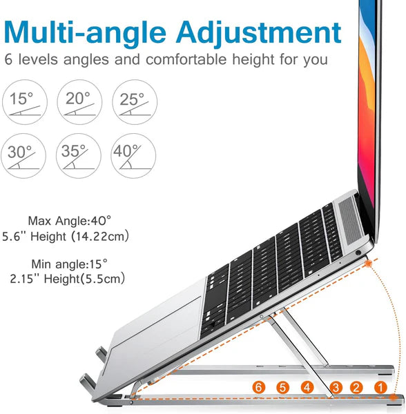Adjustable Portable Laptop Stand for Desk – Ergonomic & Foldable