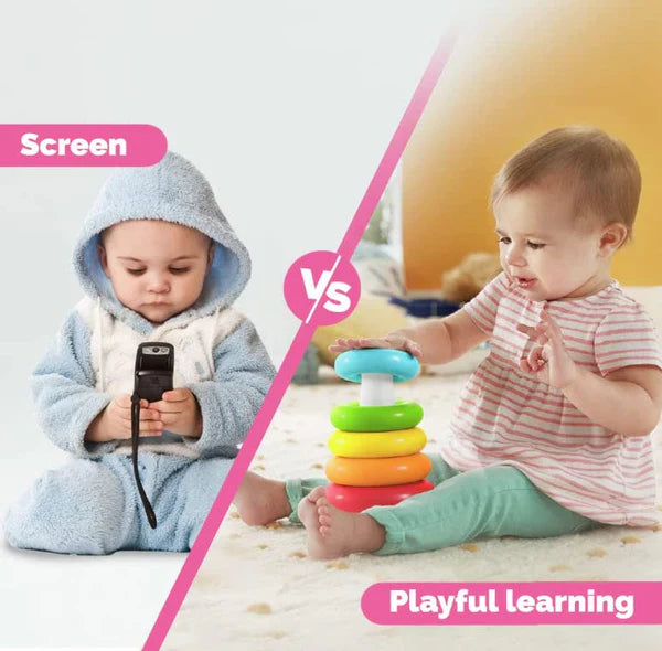 BABY KIDS TEDDY STACKING RING EDUCATIONAL TOY 6PC