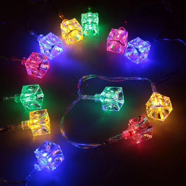 Ice Cube LED String Lights – 14 Multicolor Decorative Fairy Lights