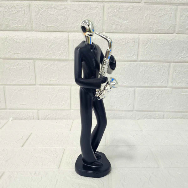 Musician Electric Guitar Figurine – Modern White Resin Decorative Sculpture | Artistic Showpiece for Home, Office & Studio (33.5 cm)