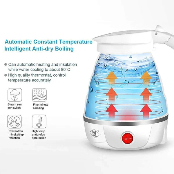 Foldable Electric Silicone Kettle for Travel & Camping – Dual Voltage, Fast Boil