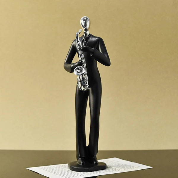 Musician Electric Guitar Figurine – Modern White Resin Decorative Sculpture | Artistic Showpiece for Home, Office & Studio (33.5 cm)