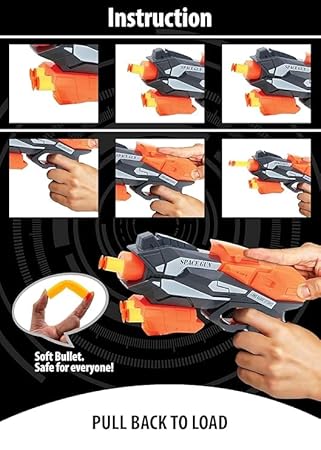 Thunder Strike Bullet Space Gun Large Soft Foam Blaster with Long Range Pull Back Buckle Board Machine Multicolour
