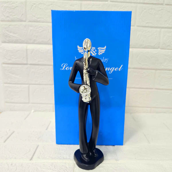 Musician Electric Guitar Figurine – Modern White Resin Decorative Sculpture | Artistic Showpiece for Home, Office & Studio (33.5 cm)