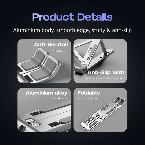 Adjustable Portable Laptop Stand for Desk – Ergonomic & Foldable