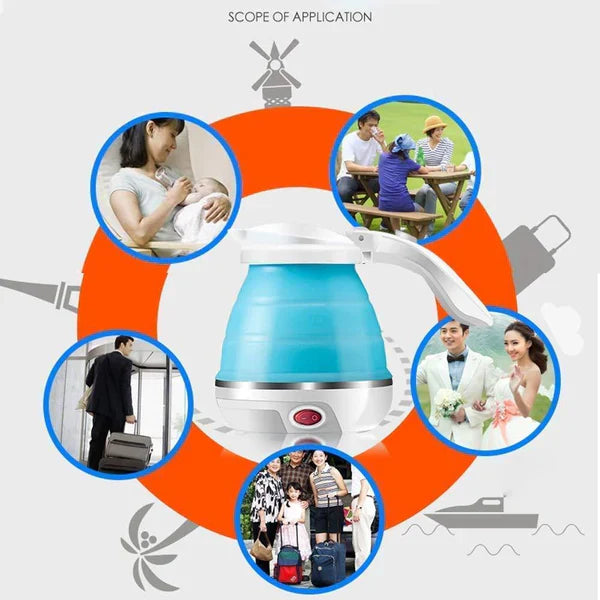 Foldable Electric Silicone Kettle for Travel & Camping – Dual Voltage, Fast Boil