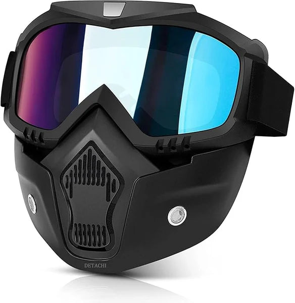 Motorcycle Goggles with Removable Face Mask | Dustproof Windproof Riding Glasses for Bikers