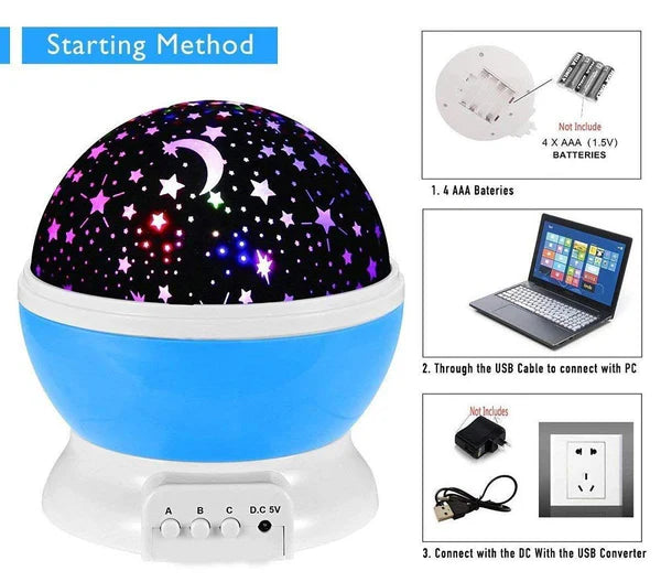 Romantic Sky Star Master Night Light Projector Lamp with USB LED Rotation (Multi)