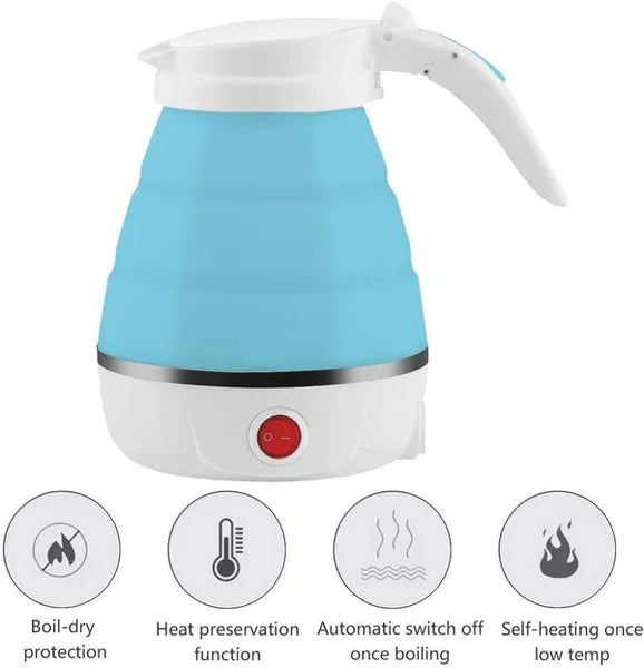 Foldable Electric Silicone Kettle for Travel & Camping – Dual Voltage, Fast Boil