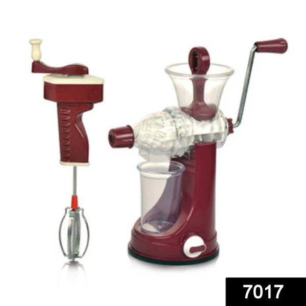 Manual Fruit & Vegetable Juicer & Blender – Cold Press Hand Juicer with Steel Handle | No Electricity | BPA-Free, Easy to Clean