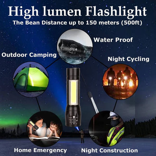 Ultra-Bright LED Flashlight Torch – Rechargeable, Compact & Waterproof | Emergency & Outdoor Use