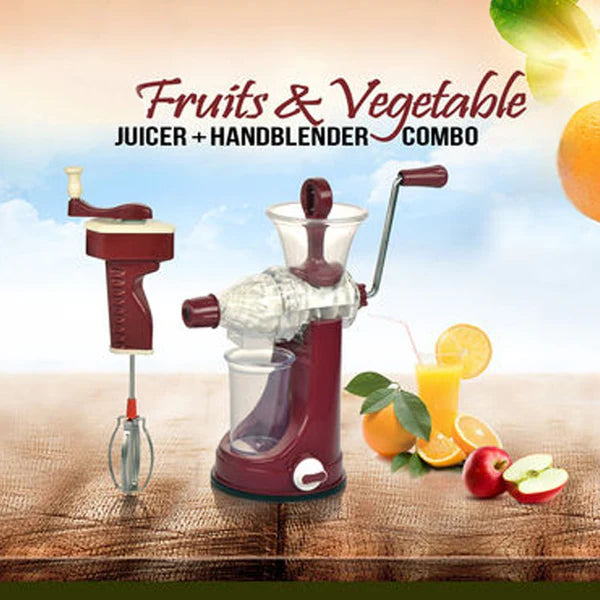 Manual Fruit & Vegetable Juicer & Blender – Cold Press Hand Juicer with Steel Handle | No Electricity | BPA-Free, Easy to Clean