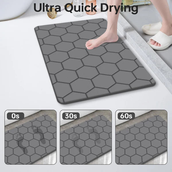 Diatomaceous Earth Stone Bath Mat β Ultra Absorbent, Fast Drying, Non-Slip Pink Marble Bathroom Mat | Luxury & Eco-Friendly