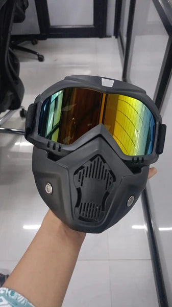 Motorcycle Goggles with Removable Face Mask | Dustproof Windproof Riding Glasses for Bikers