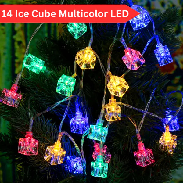 Ice Cube LED String Lights – 14 Multicolor Decorative Fairy Lights