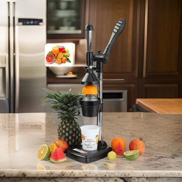 Heavy Duty Hand Press Juicer Machine – Manual Fruit Juicer for Oranges, Pomegranate, Citrus | 12-Month Warranty | Stainless Steel & Cast Iron