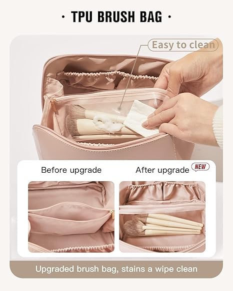 Premium Leather Cosmetic Bag Makeup Organizer | Travel Vanity Pouch for Women & Girls