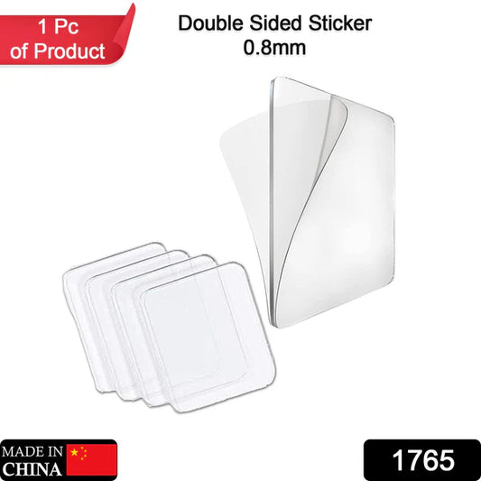 Nano Double-Sided Tape(0.8mm, 5pc) – Strong Waterproof Transparent Adhesive | Traceless, Removable & Reusable Wall Mounting Gel Tape.