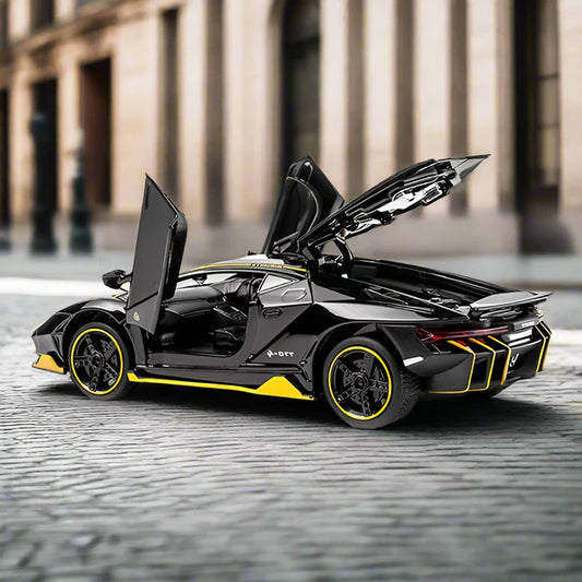 1:32 Diecast Alloy Toy Car with Lights & Sound – Multi-Door Open, Pull Back Action | Assorted Colors for Kids & Adults