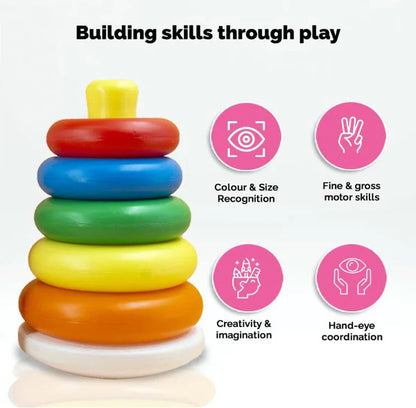 BABY KIDS TEDDY STACKING RING EDUCATIONAL TOY 6PC