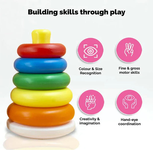 BABY KIDS TEDDY STACKING RING EDUCATIONAL TOY 6PC