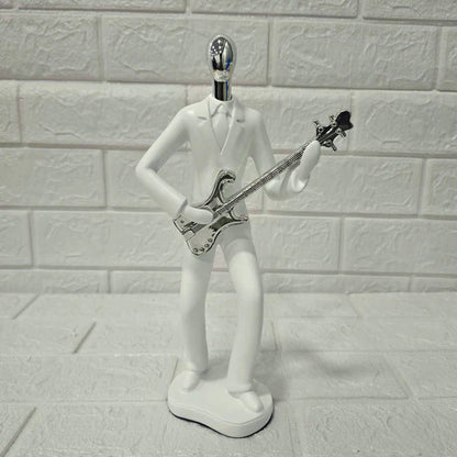 Musician Electric Guitar Figurine – Modern White Resin Decorative Sculpture | Artistic Showpiece for Home, Office & Studio (33.5 cm, 710 gm)