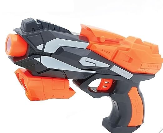 Thunder Strike Bullet Space Gun Large Soft Foam Blaster with Long Range Pull Back Buckle Board Machine Multicolour