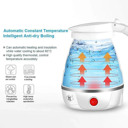 Foldable Electric Silicone Kettle for Travel & Camping – Dual Voltage, Fast Boil