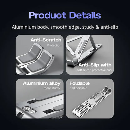Adjustable Portable Laptop Stand for Desk – Ergonomic & Foldable