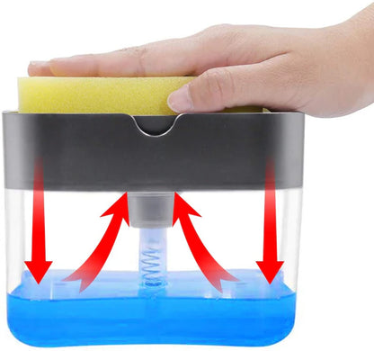 Dish Soap Dispenser and Sponge Holder for Kitchen Sink