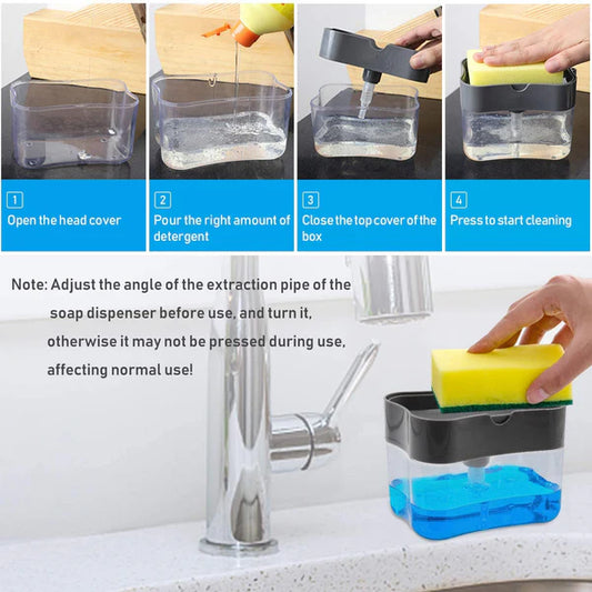 Dish Soap Dispenser and Sponge Holder for Kitchen Sink