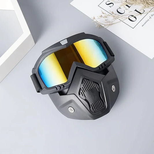 Motorcycle Goggles with Removable Face Mask | Dustproof Windproof Riding Glasses for Bikers