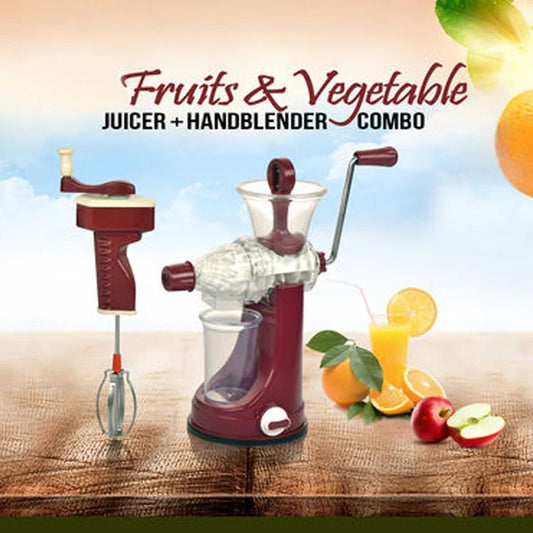 Manual Fruit & Vegetable Juicer & Blender – Cold Press Hand Juicer with Steel Handle | No Electricity | BPA-Free, Easy to Clean