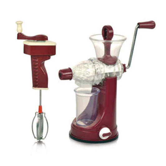 Manual Fruit & Vegetable Juicer & Blender – Cold Press Hand Juicer with Steel Handle | No Electricity | BPA-Free, Easy to Clean