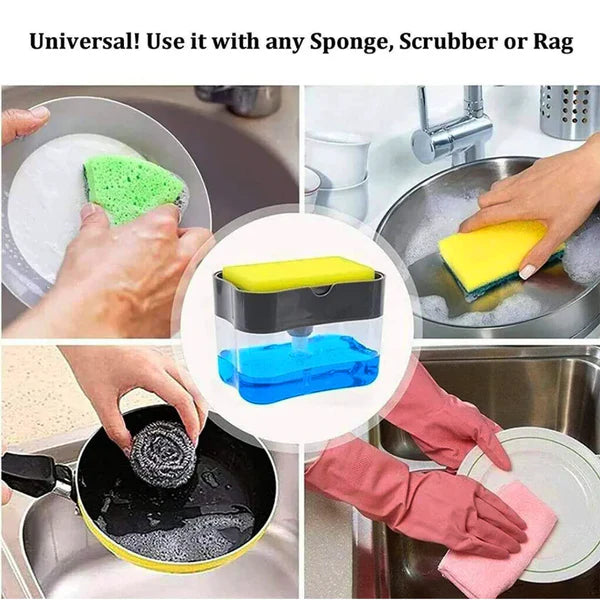 Dish Soap Dispenser and Sponge Holder for Kitchen Sink