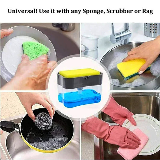 Dish Soap Dispenser and Sponge Holder for Kitchen Sink