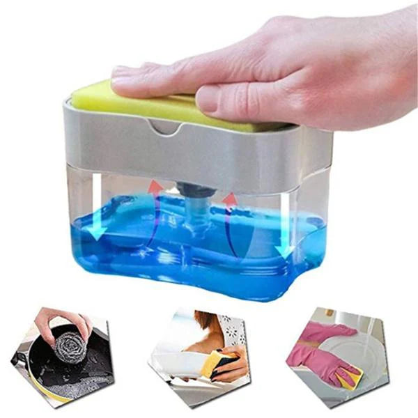 Dish Soap Dispenser and Sponge Holder for Kitchen Sink