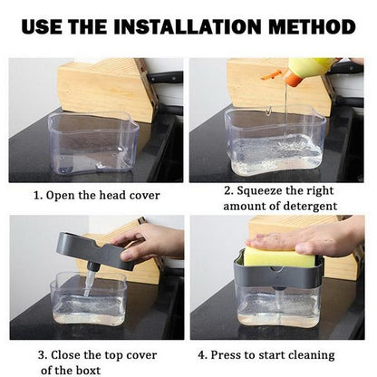 Dish Soap Dispenser and Sponge Holder for Kitchen Sink