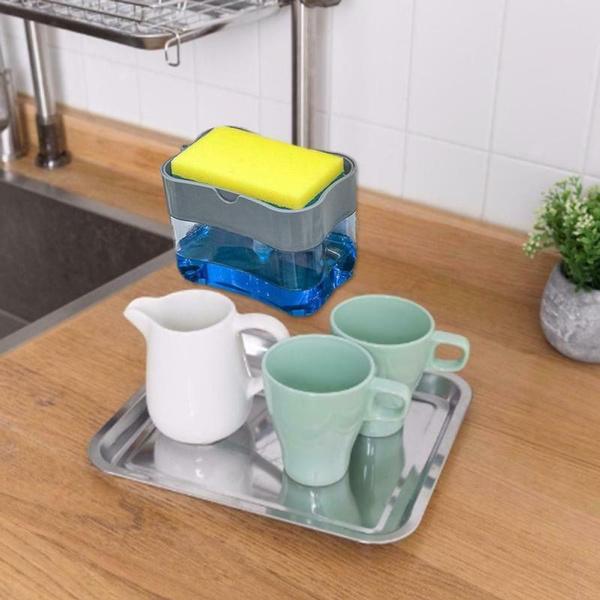 Dish Soap Dispenser and Sponge Holder for Kitchen Sink