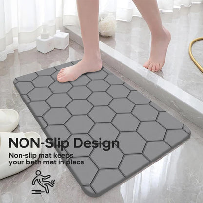 Diatomaceous Earth Stone Bath Mat – Ultra Absorbent, Fast Drying, Non-Slip Pink Marble Bathroom Mat | Luxury & Eco-Friendly