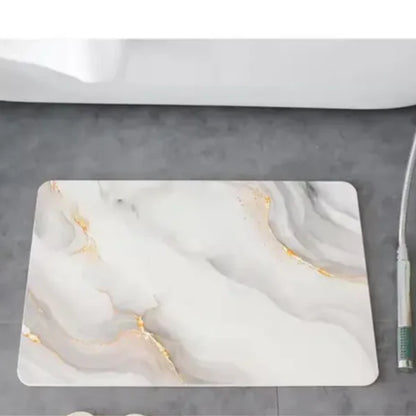 Diatomaceous Earth Stone Bath Mat – Ultra Absorbent, Fast Drying, Non-Slip Pink Marble Bathroom Mat | Luxury & Eco-Friendly