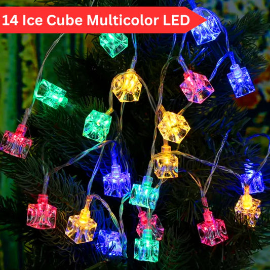 Ice Cube LED String Lights – 14 Multicolor Decorative Fairy Lights
