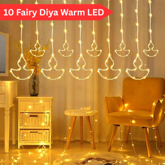 4M Diya LED String Lights – 10 Warm White Decorative Bulbs for Diwali, Weddings, Parties & Home Décor | Energy-Efficient Festival Lighting