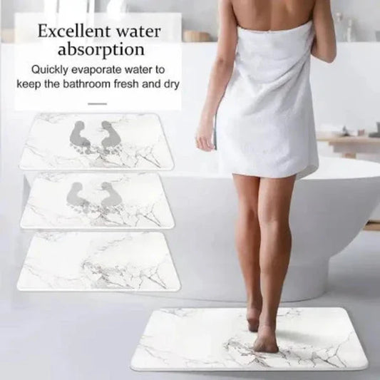 Diatomaceous Earth Stone Bath Mat – Ultra Absorbent, Fast Drying, Non-Slip Pink Marble Bathroom Mat | Luxury & Eco-Friendly