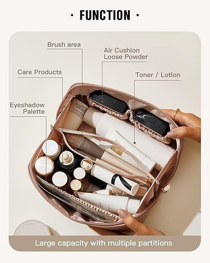 Premium Leather Cosmetic Bag Makeup Organizer | Travel Vanity Pouch for Women & Girls