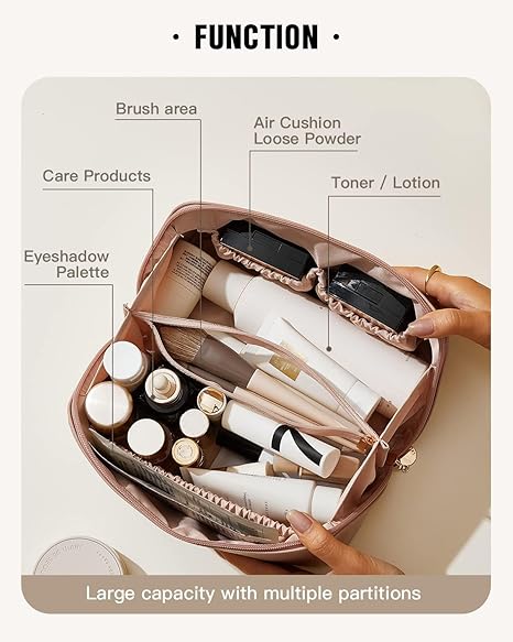 Premium Leather Cosmetic Bag Makeup Organizer | Travel Vanity Pouch for Women & Girls